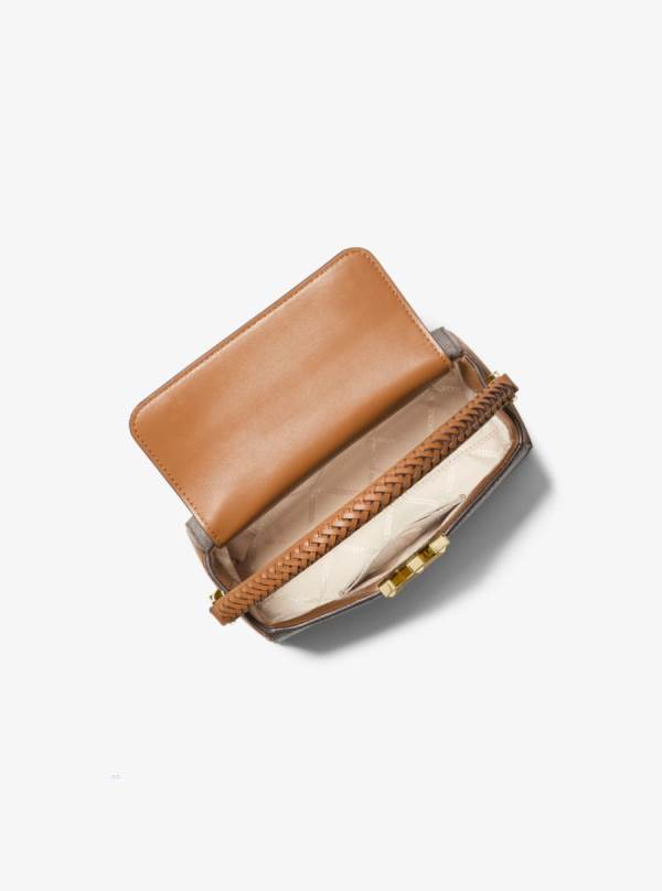 Damske Satchel Taske Michael Kors Karlie Small Logo Čokoláda Žlté - Kabelky Michael Kors Nejlevnejsi | YUHKD-7956
